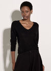 Diamante Embellished Fine Knit Jumper, Black, large