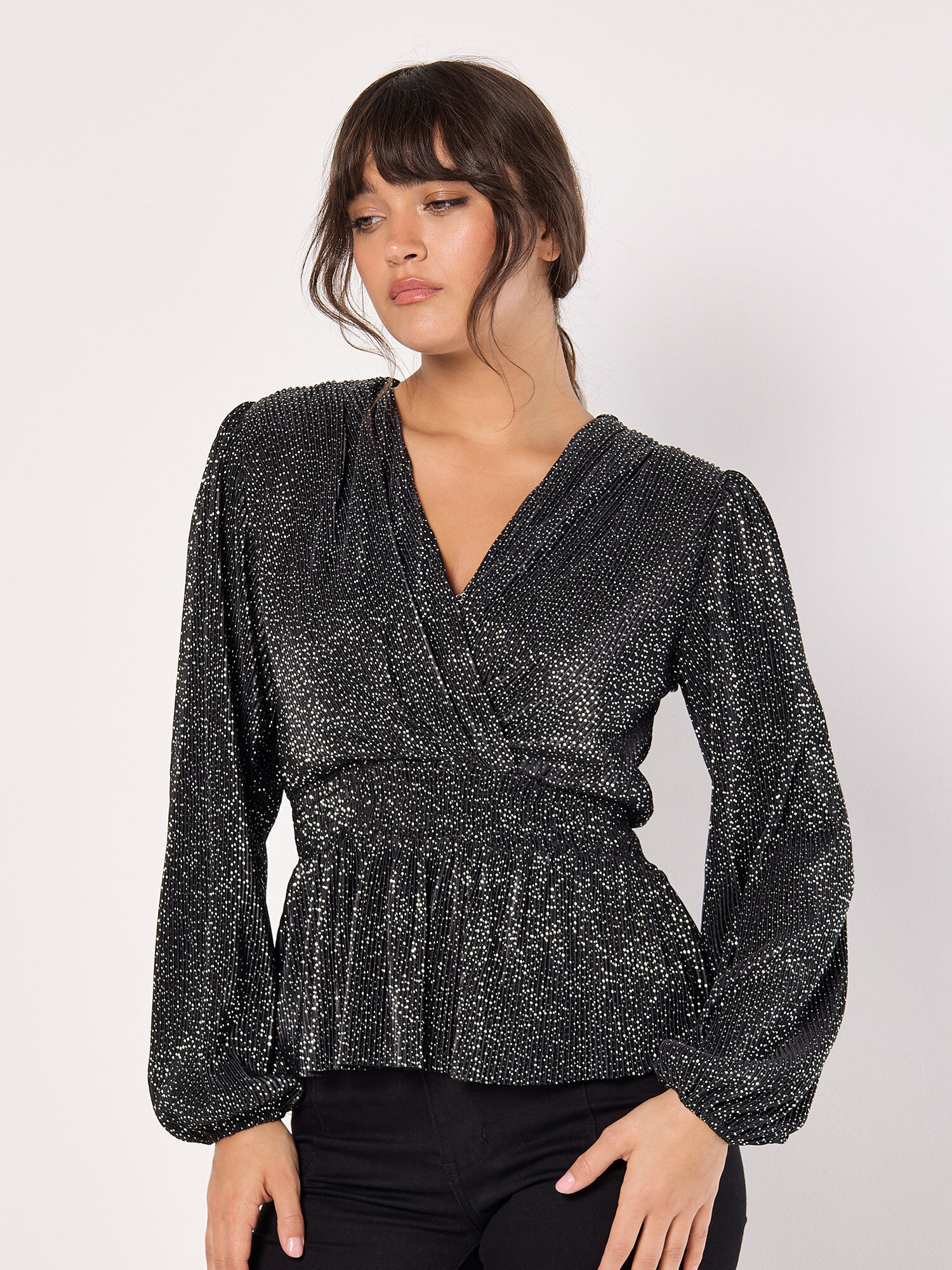 Wrap top with peplum outlet