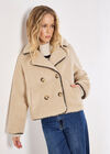 Blanket Stitch Teddy Borg Jacket, Stone, large