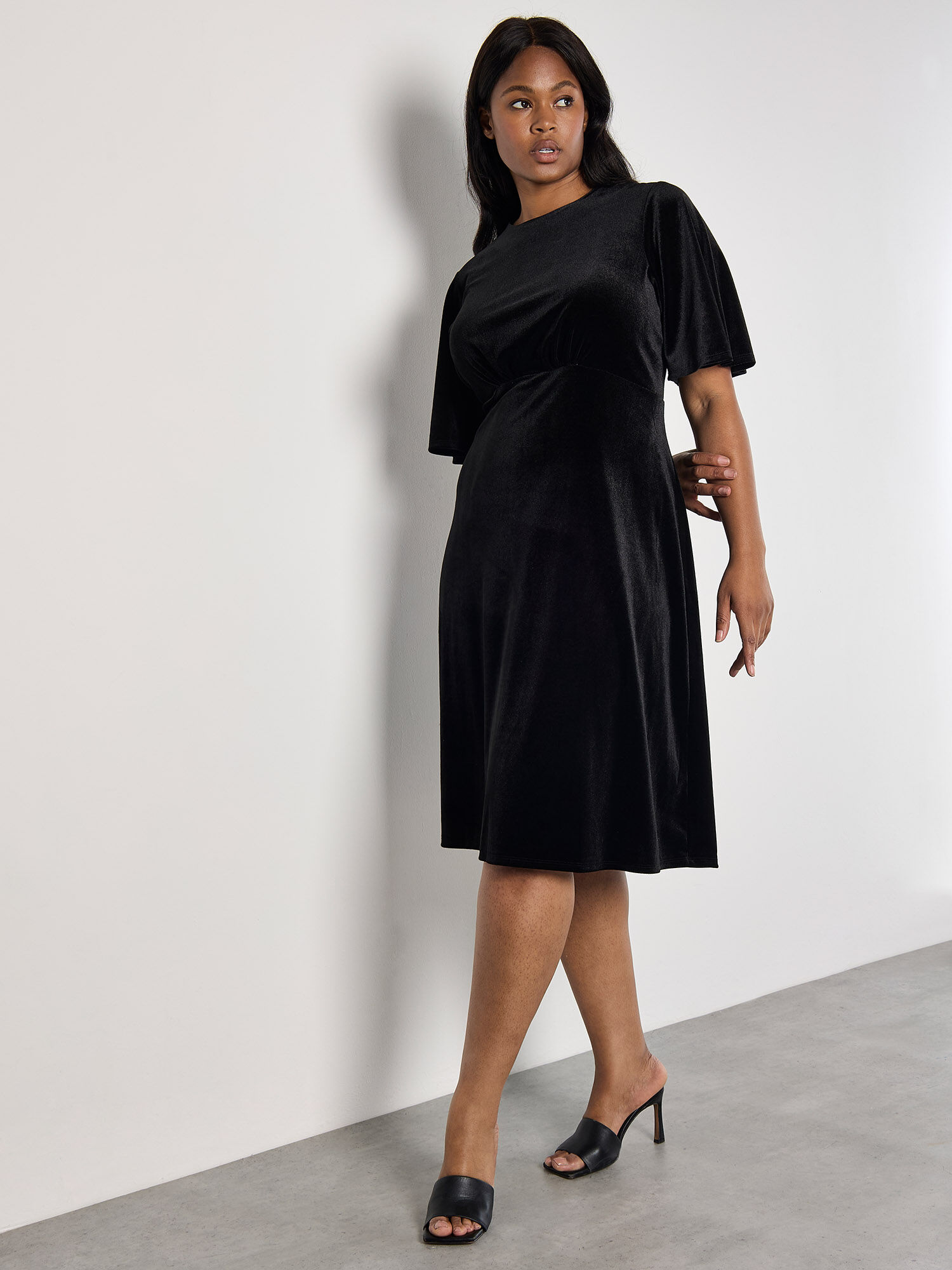 Curve Velvet Fit And Flare Midi Dress | Apricot Clothing