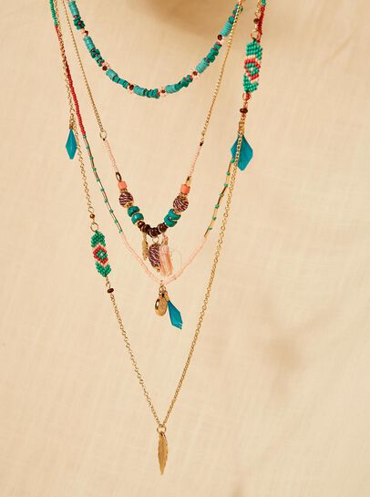 Turq feathered necklace