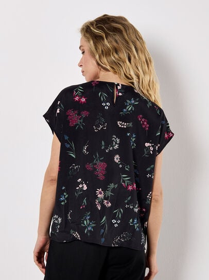 Botanical Floral Print Woven T-Shirt