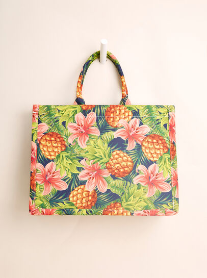 Tropical  Print Cotton Fabric Bag