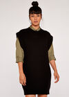 Sleeveless Knit Dress, Black, large