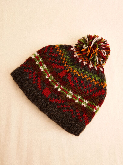 Hand-Knitted Stripe Beanie Hat