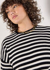 Curve Stripe Heavy Knit Jumper, Black, large