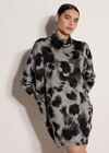 Abstract Knit Cocoon Mini Dress, Grey, large