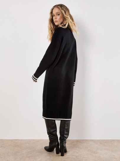 Tipped Knitted Jumper Midi Dress
