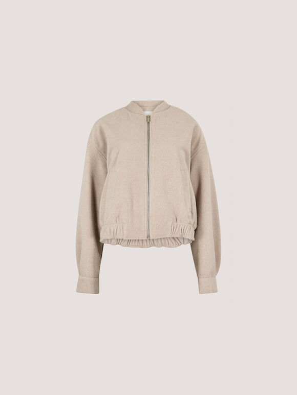 Soft Tailored Bomber Jacket, Stone, large