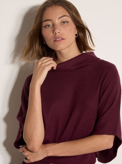 Roll Neck Ribbed Cape