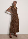 Batik Floral Smocked Maxi Dress, Brown, large