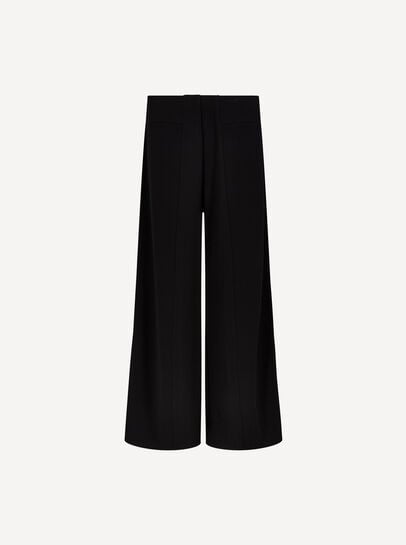 Jersey Crepe Stripe Wide-Leg Trousers