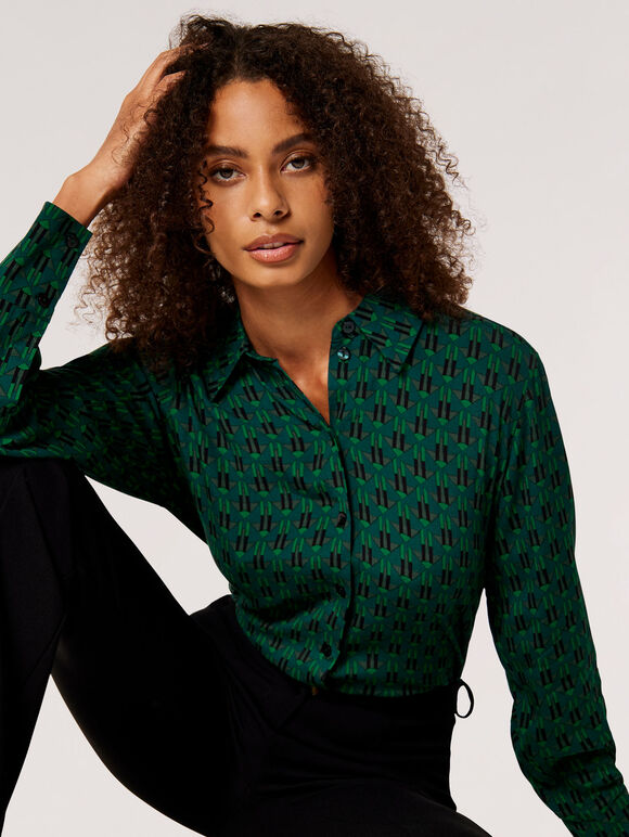 Chemise à diamants géométriques, vert, grand