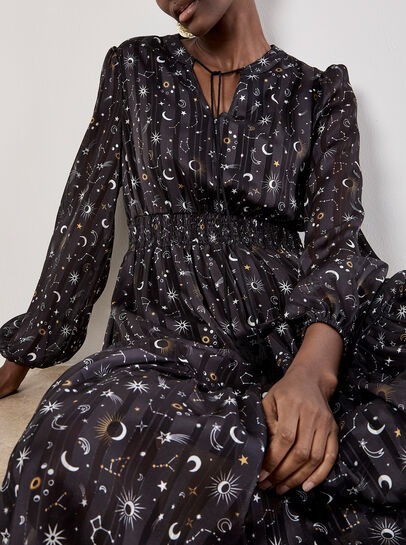 Constellation Shimmer Satin Midaxi Dress