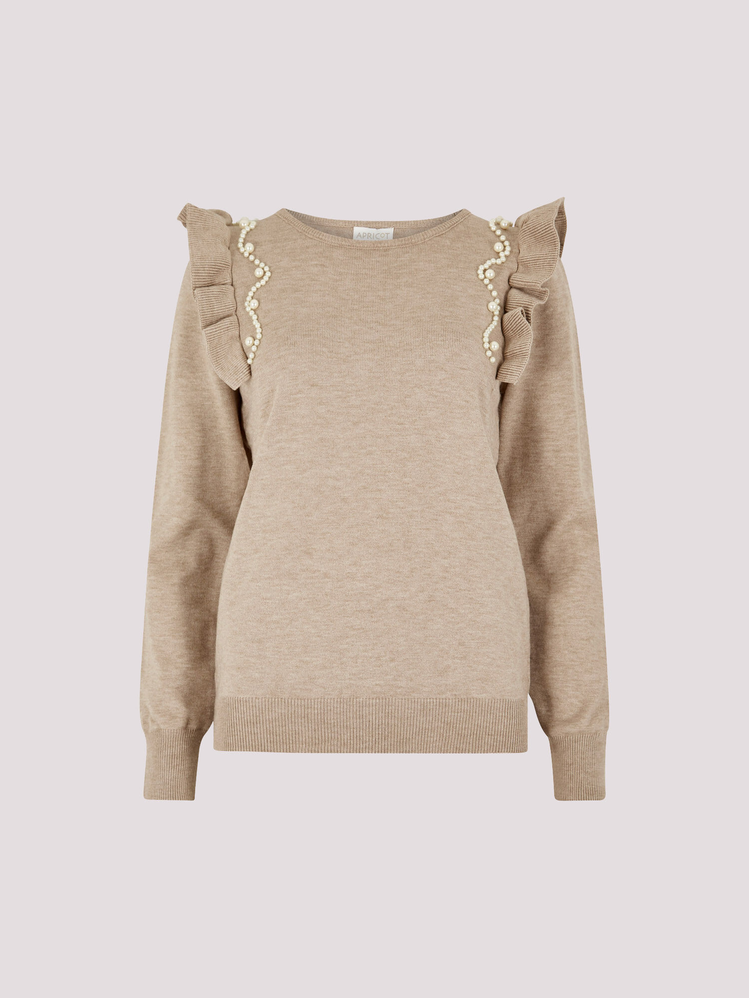 【美品】BB FRILL JUMPER LONG Pearl Embellished Ruffle Jumper | Apricot Clothing