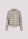 Cropped Check Shirt, Cream, large