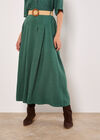 Boho Belted Midi Skirt, Green, large