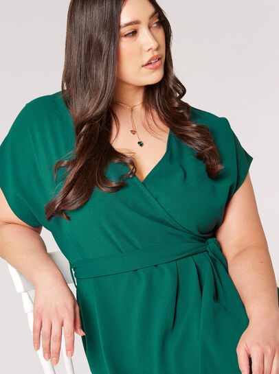 Curve Textured Wrap Midi Dress