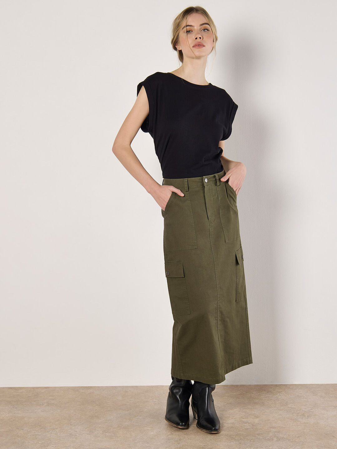 Cotton Cargo Midaxi Skirt