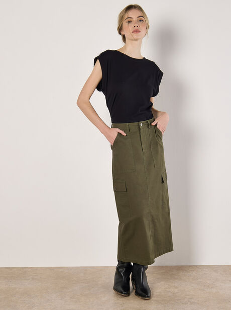 Cotton Cargo Midaxi Skirt