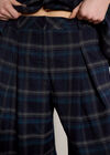 Check Print Wide-Leg Trousers, Navy, large