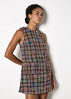 Colour Pop Tweed Shift Mini Dress, Black, large