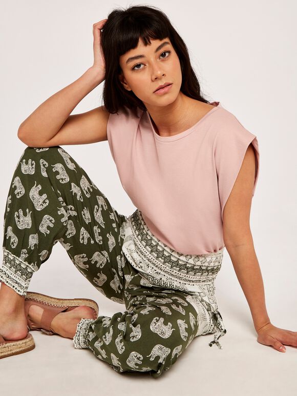 Elephant Border Jogger, Mint, large