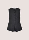 Oversized Pinstripe Waistcoat, Dark Grey/Charcoal, large