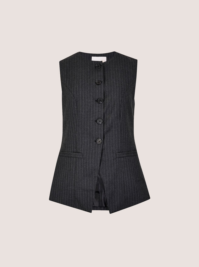 Oversized Pinstripe Waistcoat, Dark Grey/Charcoal, large