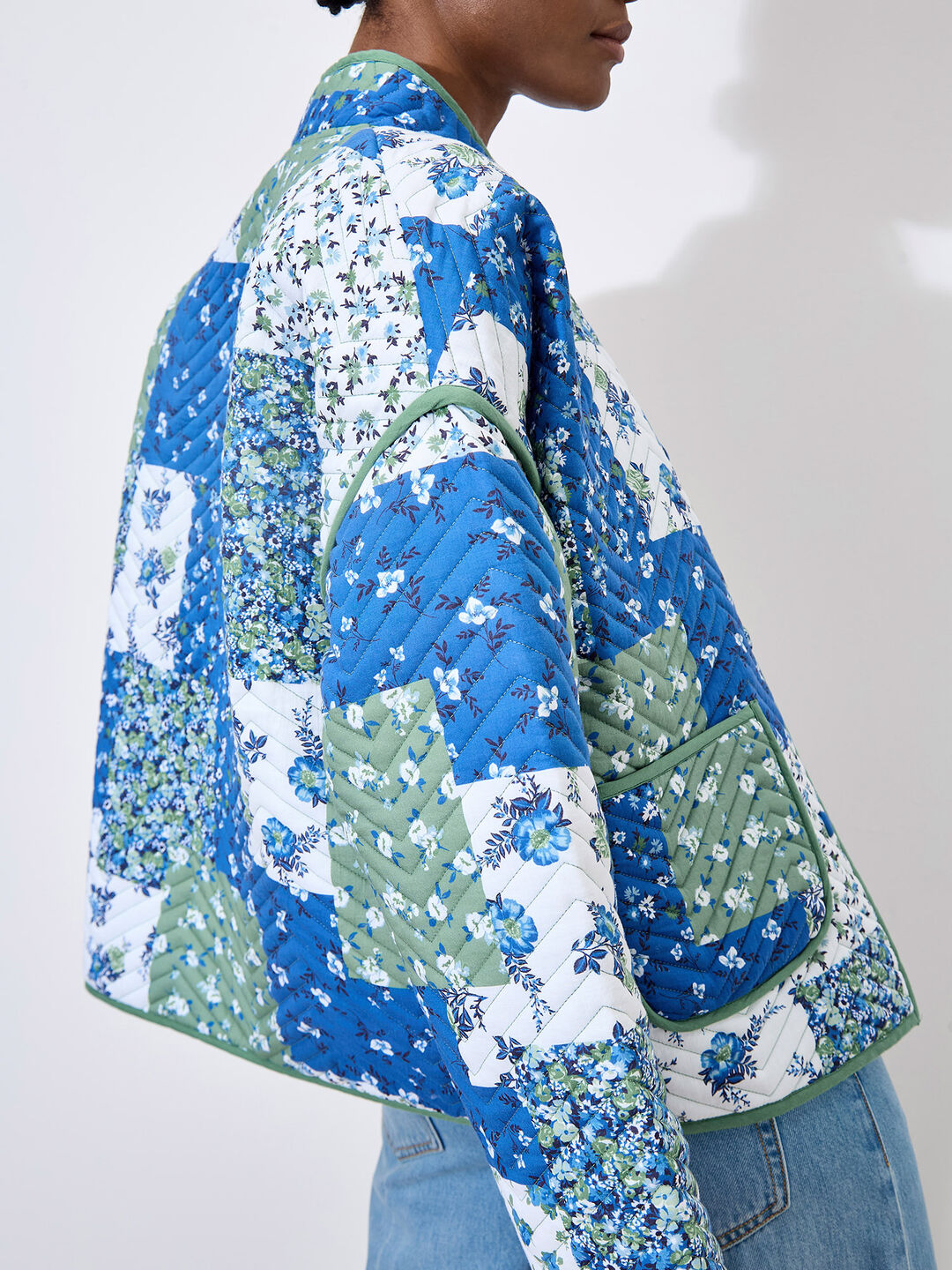 Veste Réversible Patchwork 3/4 - Taille 40, Neuve Sans étiquettes, Faite Main En France, Multicolore