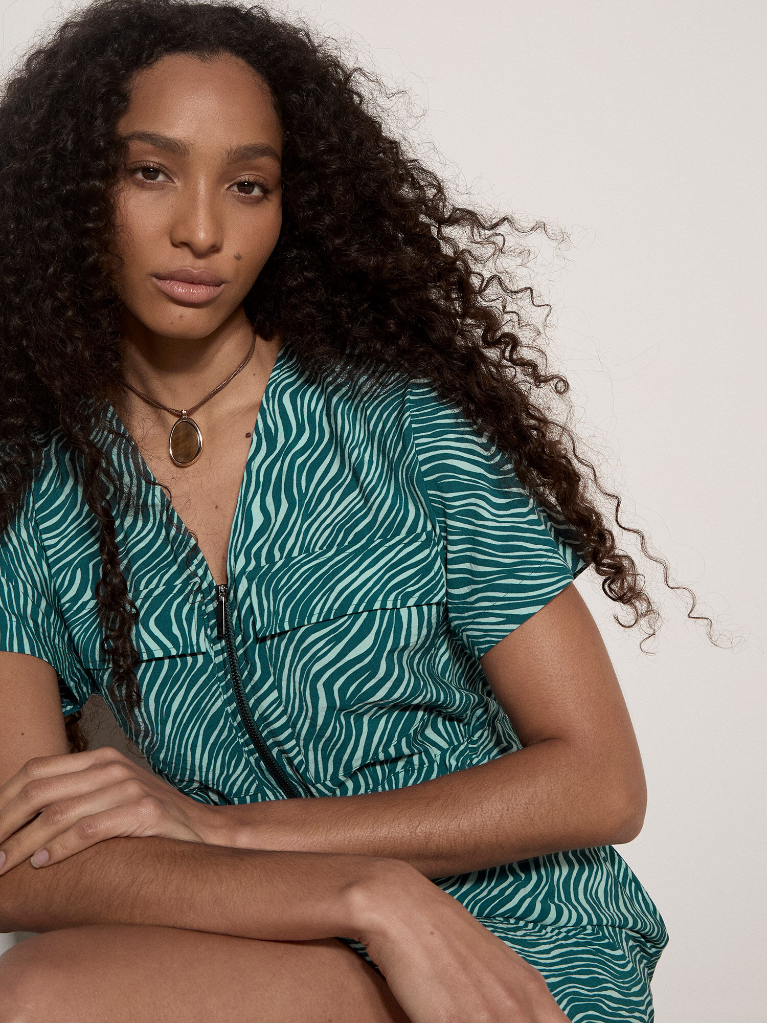 Zebra Print Zip-Down Mini Dress | Apricot Clothing
