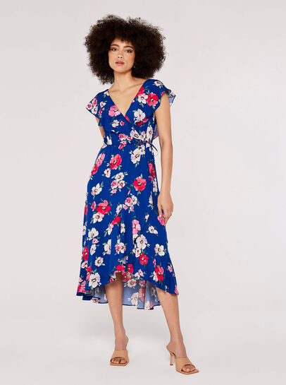 Floral Wrap Midi Dress