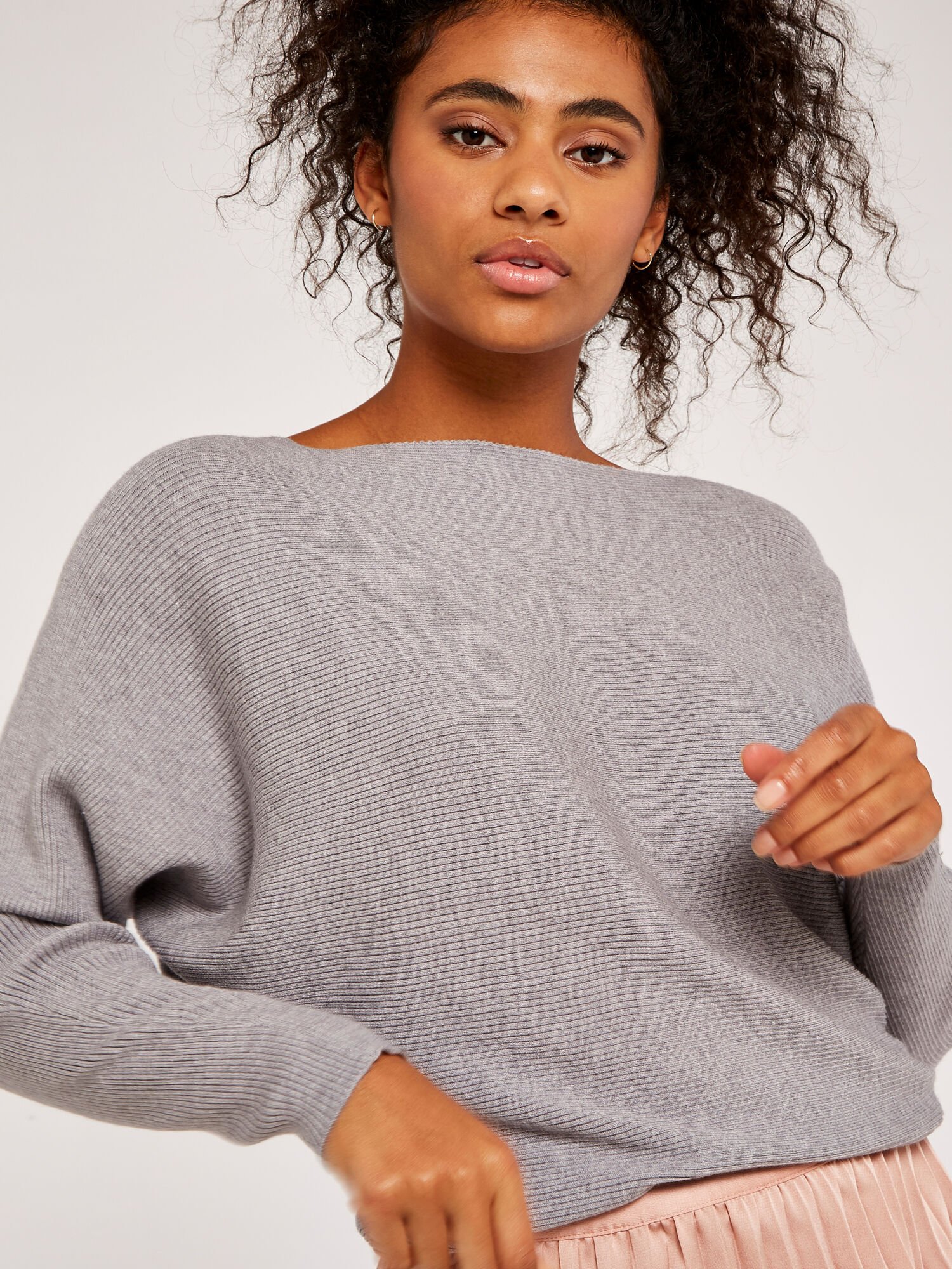 Grey slash neck jumper store