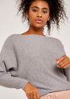 Boat Neck Batwing Jumper, Light Grey / Silver, large