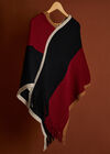 Colour Block Asymmetric Poncho, Black, large