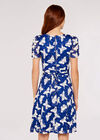 Butterfly Ruch Sleeve Dress, Blue, large