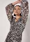 Shimmer Leopard Chiffon Midi Dress, Stone, large