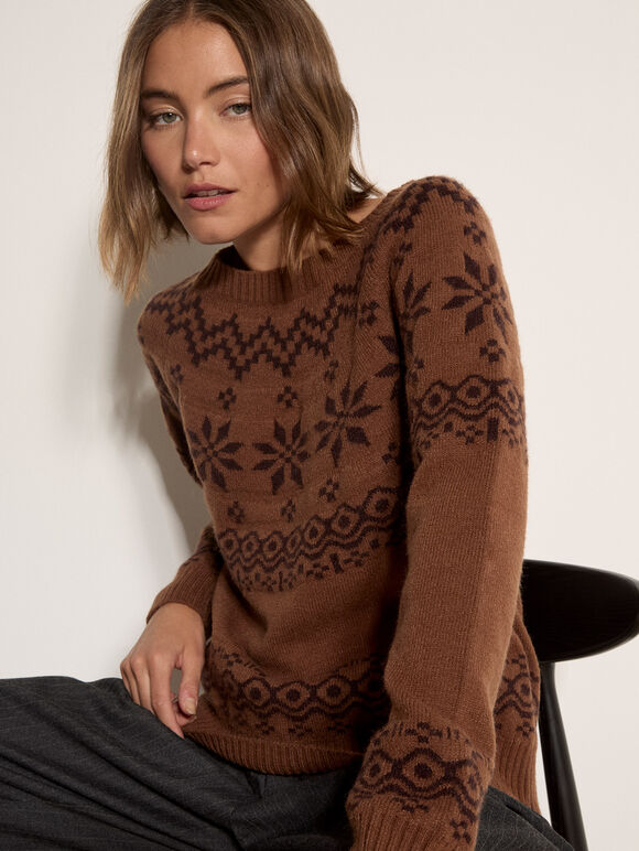 Fair Isle Soft Knit Jumper, Rust, large