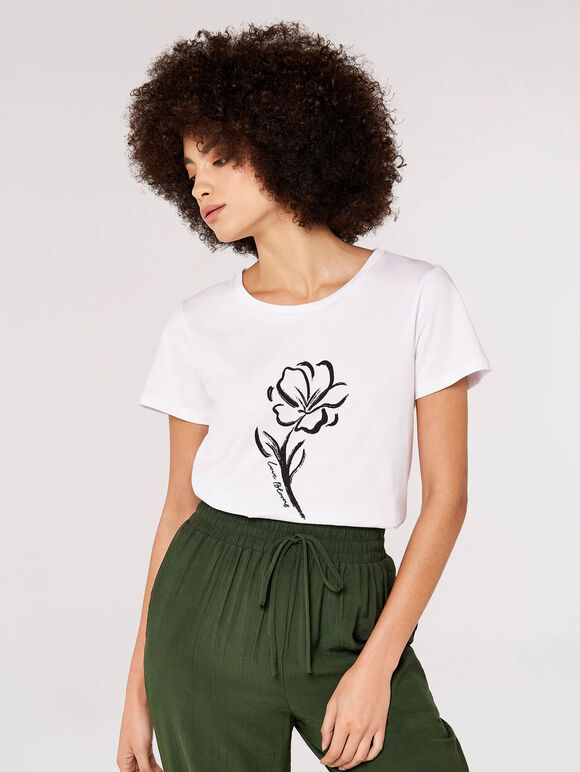 Abstract Flower Tee, White, large