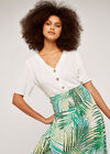 Tropical Leaf Wrap Skirt, Cream, large