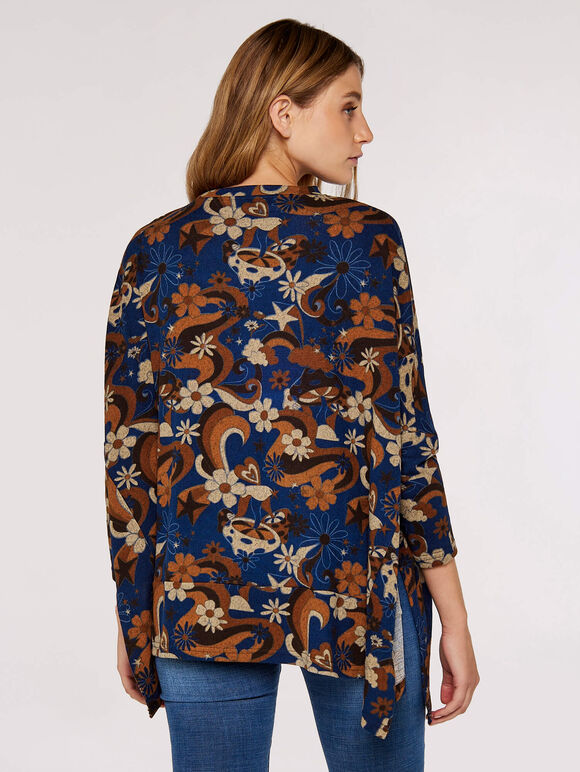 Psychedelic Mushroom Oversized Top, Navy, large