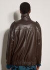 Oversized Faux Leather Jacket, Brown, large