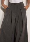 Wide-Leg Pleat Pinstripe Trousers, Grey, large