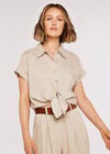 Linen Button Top, Stone, large