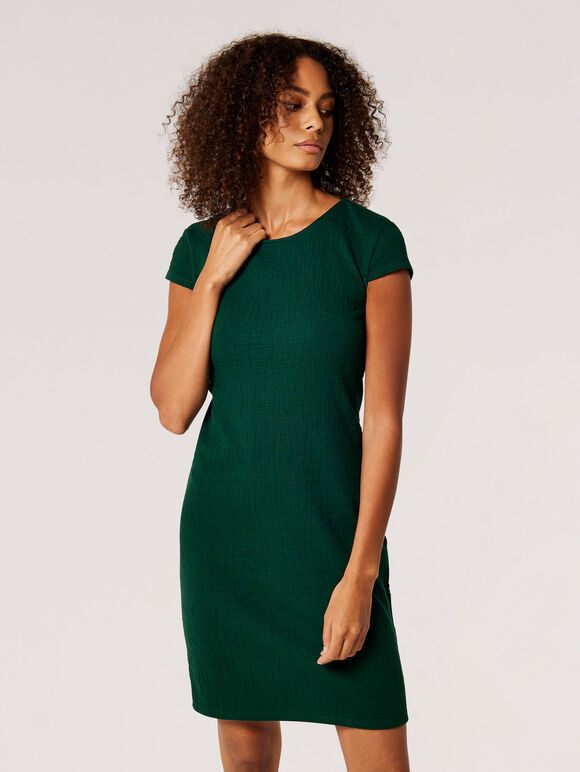 Mini-robe moulante texturée, Vert, grand