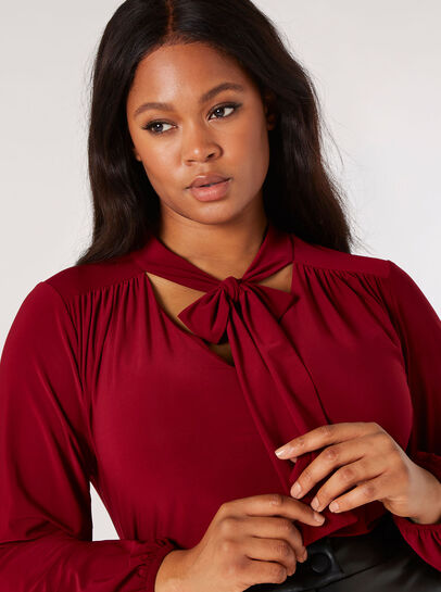 Curve Tie Neck Jersey Top