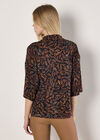 Batik Leaf Jersey Knit Top, Orange, large