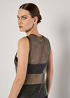 Diamante Mesh Sleeveless Top, Black, large