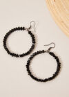 Black Stone Chip Hoops, Black, large