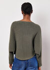 Cable Stripe Batwing Jumper, Khaki, large